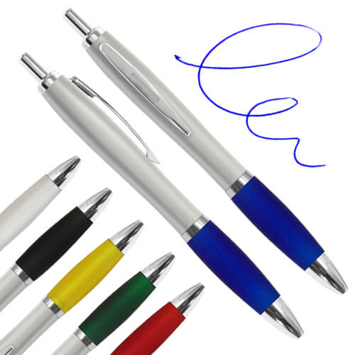 [B12] Bolígrafo Plástico Colores Plateado -[B12]b