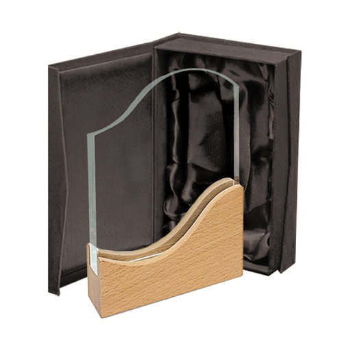 [BLAS 26] Galvano Cristal con Base de Madera BLAS 26