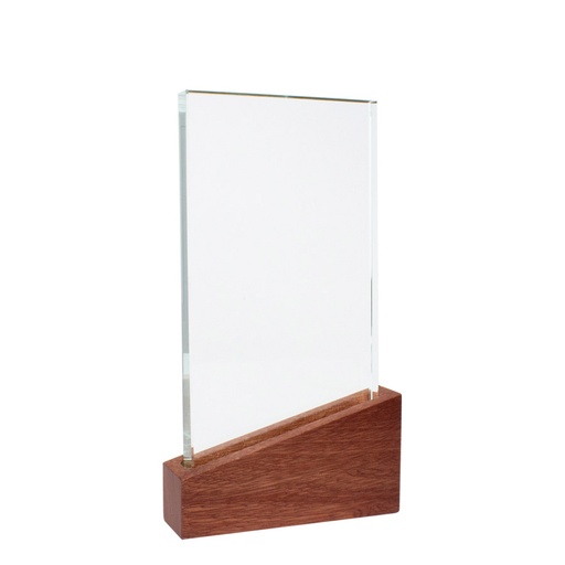[A73] Trofeo Galvano De Madera Y Cristal "Lido" -[A73]d