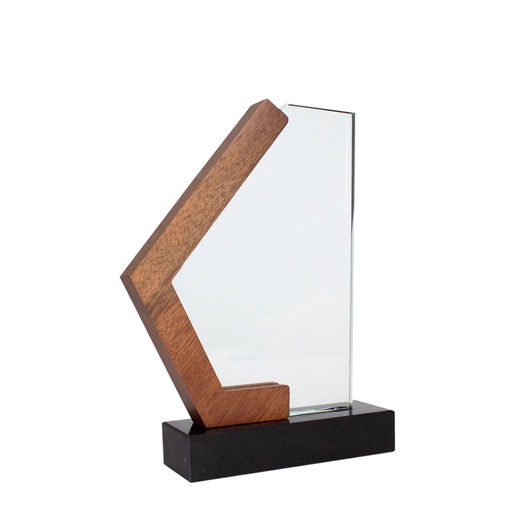 [A82] Trofeo Galvano De Madera, Mármol Y Cristal "Mercx" -[A82]d