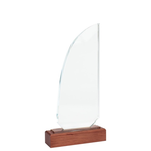 [A85] Trofeo Galvano De Madera Y Cristal "Sail" -[A85]d