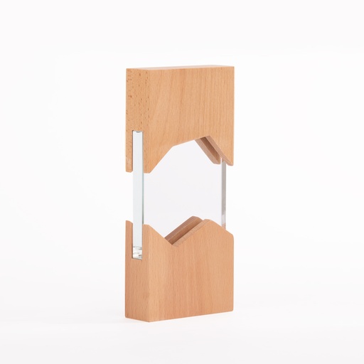 [A91] Trofeo Galvano De Madera Y Cristal "Steven" -[A91]d