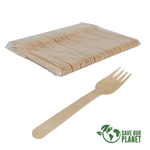 [E121] Bolsa Con 100 Tenedores De Madera De Abedul -[E121]d