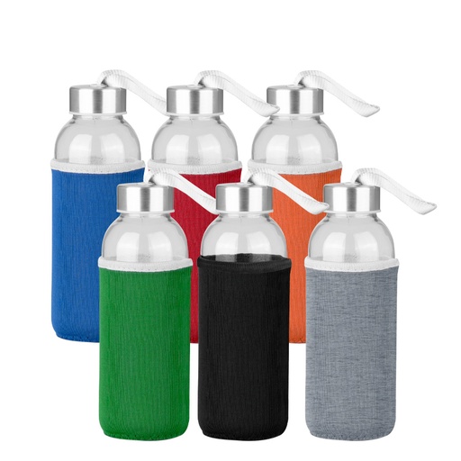 [M50] Botella De Vidrio Silica Con Funda De Neopreno 440 cc -[M50]d