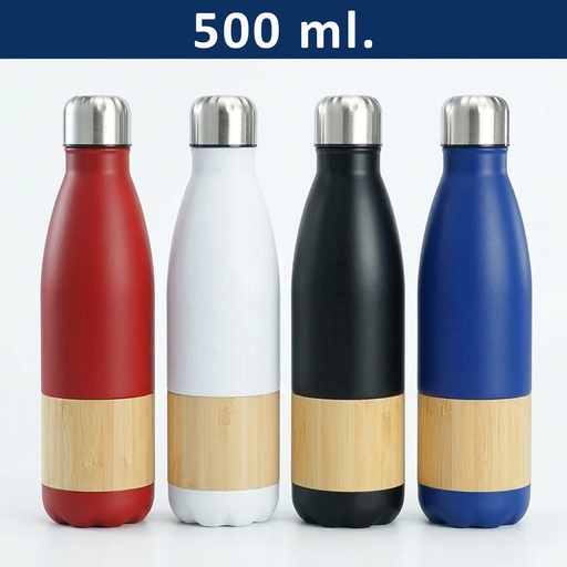 Botella Acero Inoxidable Térmico + Bamboo -[M201]b
