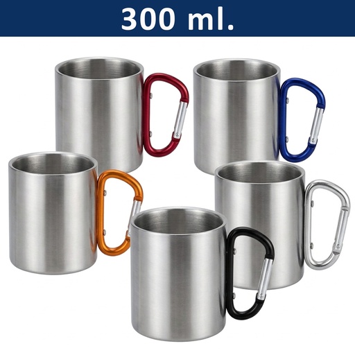 Mug Tazón Acero Inoxidable Asa Mosquetón -[M203]b